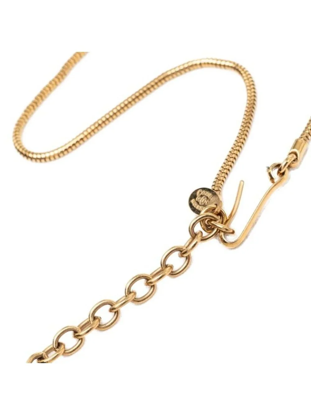 Chanel CC Logo Ball Chain Necklace Gold Black Plated Faux Pearl Plastic